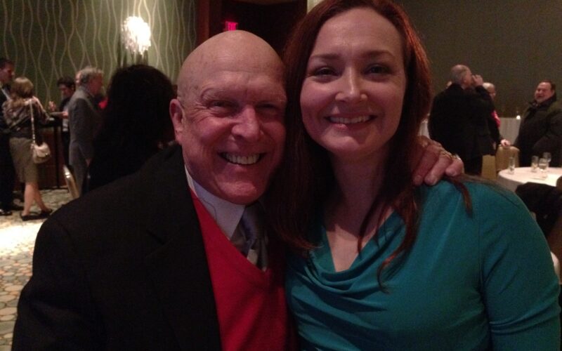 Allison Manley and Doug Wilson in a photo for the manleywoman skatecast, a figure skating podcast