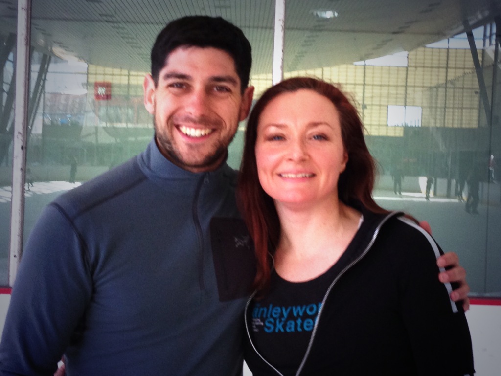 Allison manley and Brent Bommentre in a photo for the manleywoman skatecast, a figure skating podcast