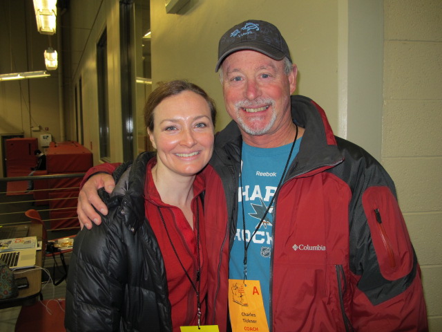 Allison Manley and Charlie Tickner in a photo for for the manleywoman skatecast, a figure skating podcast