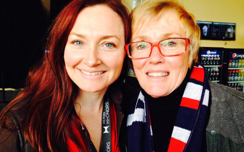 Allison Scott and Allison Manley in a photo for the manleywoman skatecast, a figure skating podcast