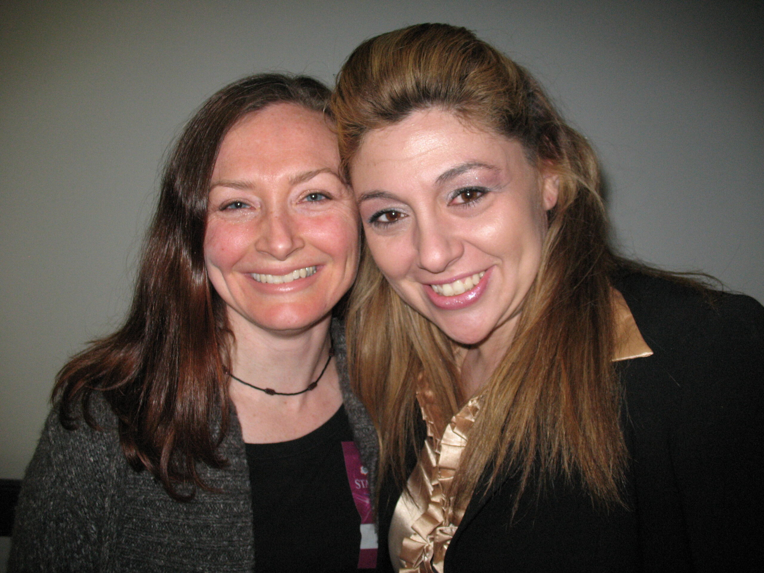 Allison Manley and Tara Modlin in a photo for the manleywoman skatecast, a figure skating podcast