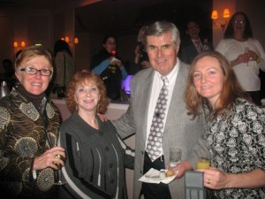 Allison Manley with Allison Scott, Leah Adams and Allen Scott in a photo for the Manleywoman Skatecast, a figure skating podcast