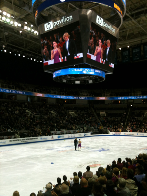 Davis and White on the jumbotron