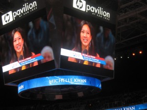 Michelle Kwan on the jumbotron