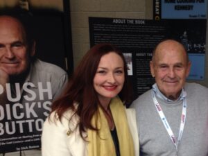 Allison Manley and Dick Button at the 2014 US Championships for the manleywoman skatecast, a figure skating podcast