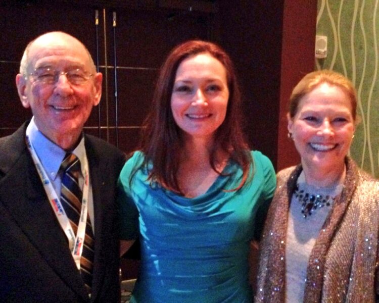 Allison Manley with Carol Heiss and Hayes Jenkins in a photo for the manleywoman skatecast, a figure skating podcast