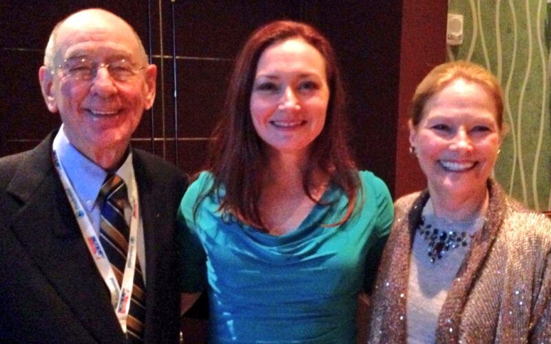 Allison Manley with Carol Heiss and Hayes Jenkins in a photo for the manleywoman skatecast, a figure skating podcast