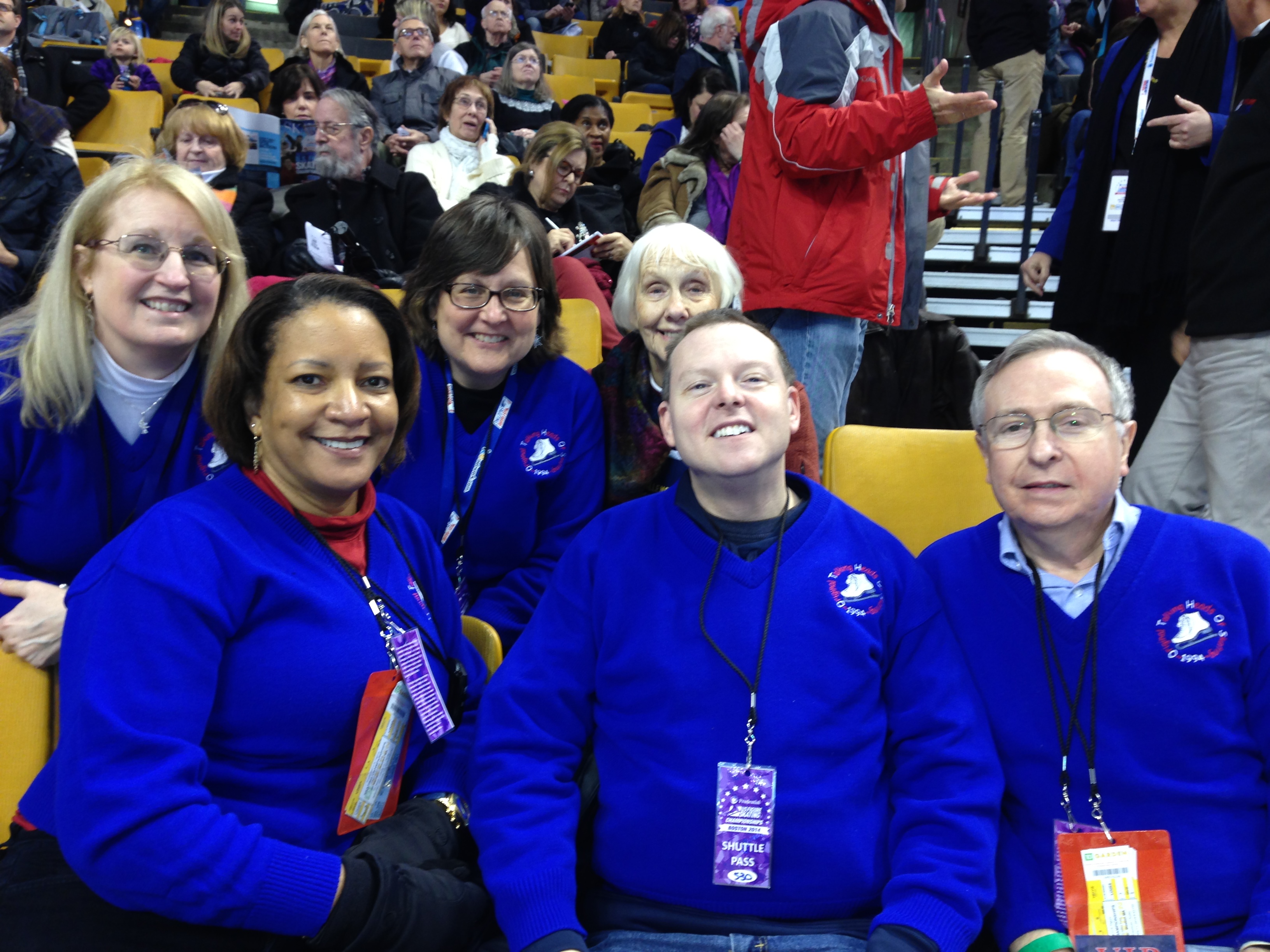 Group of skating fans at US Nationals in a photo for for the manleywoman skatecast, a figure skating podcast