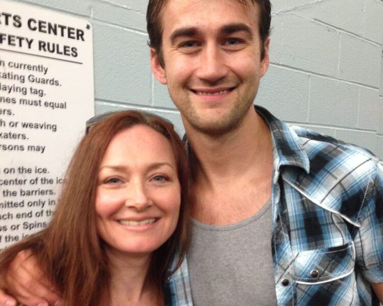 Allison Manley and Ryan Bradley in a photo for the manleywoman skatecast, a figure skating podcast