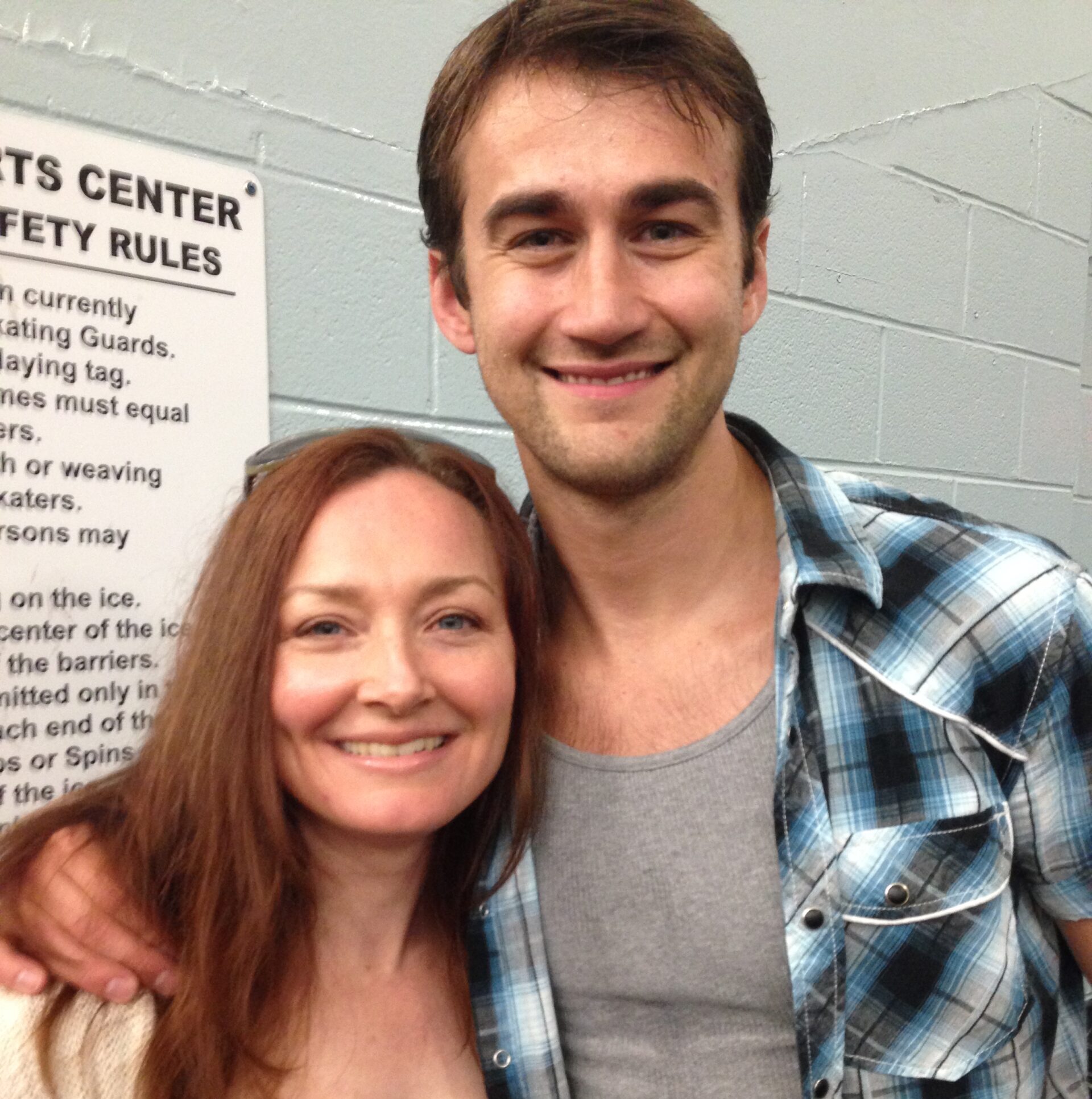 Allison Manley and Ryan Bradley in a photo for the manleywoman skatecast, a figure skating podcast