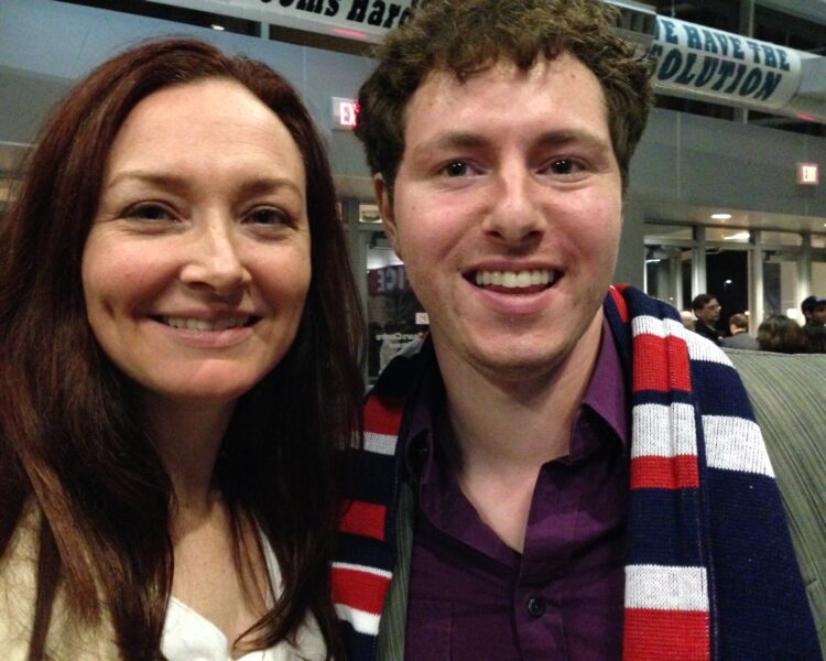 Allison Manley and Parker Pennington in a photo for the manleywoman skatecast, a figure skating podcast