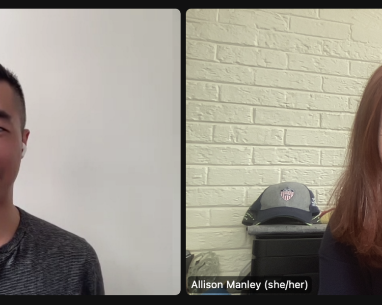 Jackie Wong and Allison Manley on a Zoom call