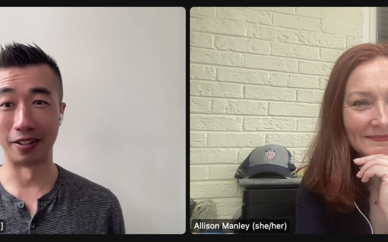 Jackie Wong and Allison Manley on a Zoom call